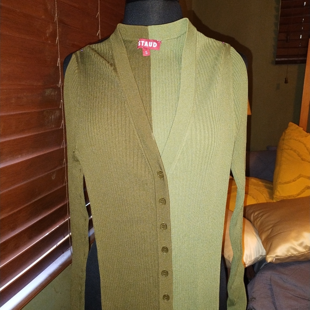 Staud Shoko Colorblock Ribbed Knit Dress Size Small